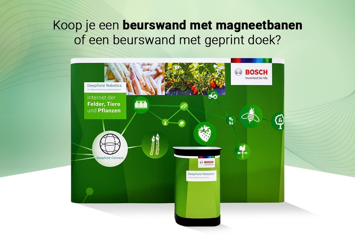 Koop je een beurswand met magneetbanen of een beurswand met geprint doek?