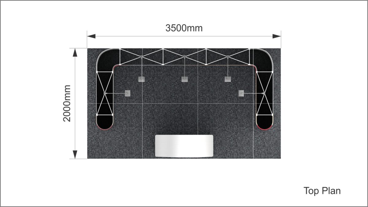 3x1F & 3x3F - Mobiele Beursstand - Expo Fabric Pro Counters - Top Plan